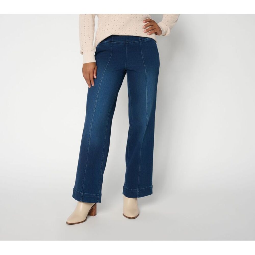 Belle by Kim Gravel Women's Pants Sz 12 Denim TripleLuxe Traveler Blue